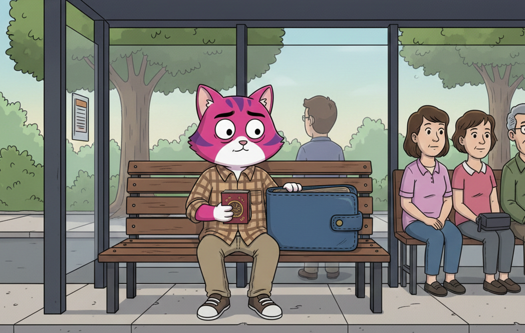 Sanaka contemplating at bus stop